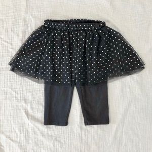 Wonderkids Dark Gray Leggings with Mesh Tutu - Silver Stars Print